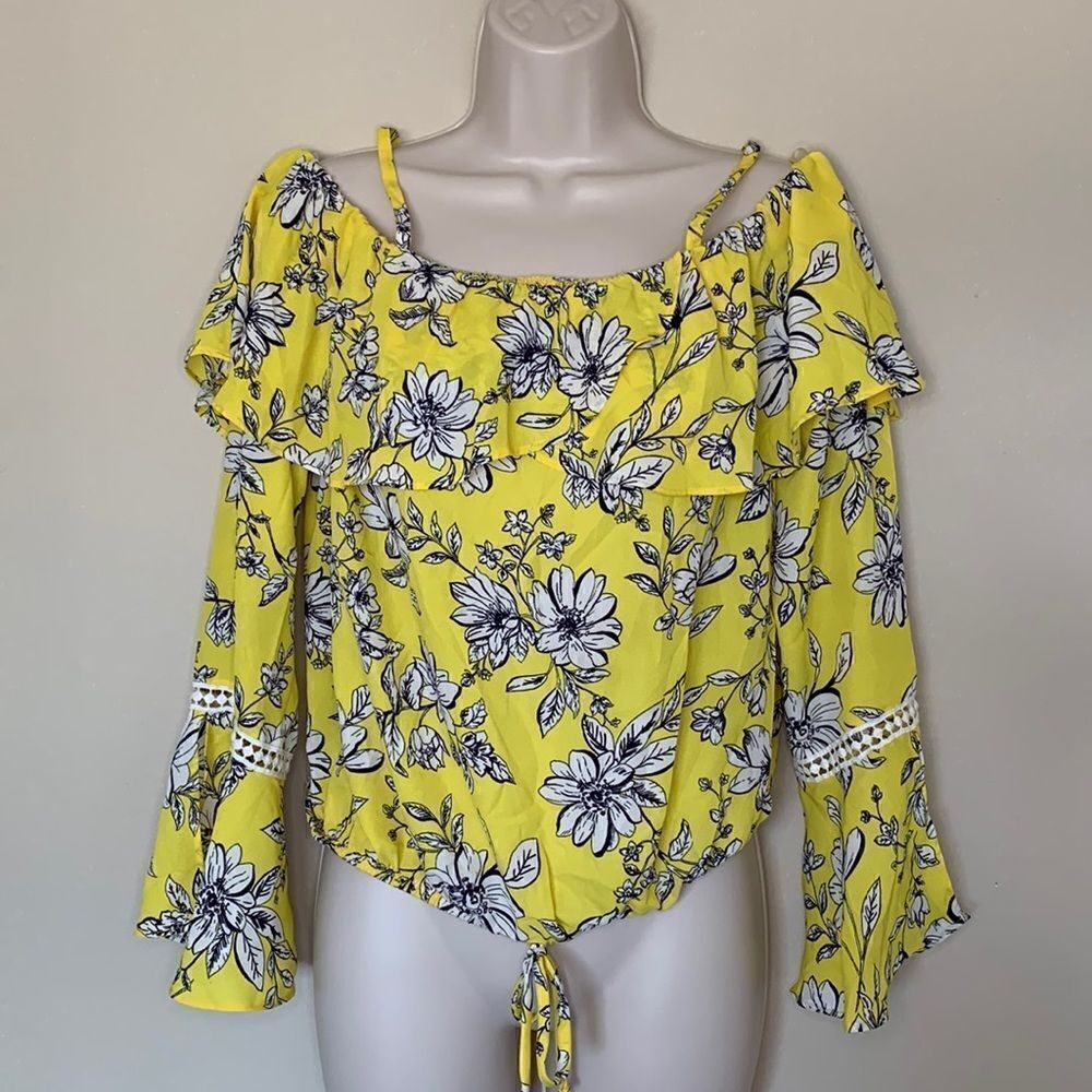 BCX Junior's off shoulder yellow blouse size m
